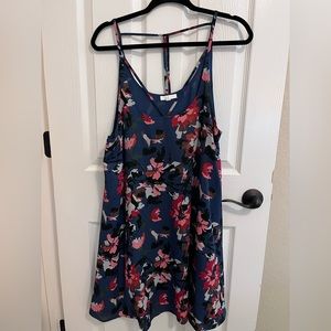 Floral v neck shift dress